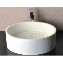 Cuenca de mármol redonda blanca brillante para el cuarto de baño (BS-8315)